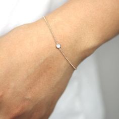 Diamond Solitaire Bracelet Natural Brilliant Cut Diamond | Etsy Minimalist Jubilee Charm Bracelet For Formal Occasions, Silver 14k Gold Bracelet With Single Diamond, White Gold Dainty Charm Bracelet, Minimalist Gold Bracelet With Single Diamond, Delicate Sterling Silver Diamond Jubilee Bracelet, Delicate Everyday Bracelet With Single Diamond, Delicate Everyday Bracelets With Single Diamond, Dainty Sterling Silver Bracelet For Anniversary, Dainty Hypoallergenic White Gold Bracelets