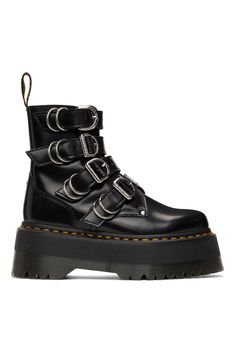 Dr. Martens: Black Max Hardware Jadon Boots | SSENSE Jadon Boots, Boots Outfit Ankle, Women Platform Shoes, Shoes Boots Heels, Dr Martens Black, Boots Heels, Doc Martens, Looks Style, Boots Outfit