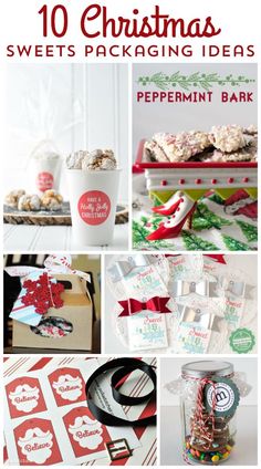 a collage of christmas treats and desserts with the words peppermint bark on them