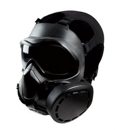 a helmet and goggles are shown on a white background in this image, there is also a black mask