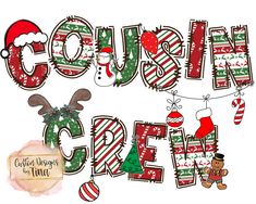 the words gourmet are decorated with christmas decorations and candy canes as well as santa hats