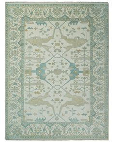 The Oriental Oushak design with a classic color combination of Ivory and Light Blue gives it an antique look. The rug is made with fine Wool. It is a perfect pick to give your interior a classic feel. Hand-knotted wool rug Made with fine Hand-spun Wool Color: Ivory and Light Blue Contact us for custom sizes Oushak or U The Ottoman Empire, Big Rugs, Brown Furniture, Outdoor Lounge Furniture, Ottoman Empire, Persian Rugs, Dining Room Rug, Mallard, Oushak Rugs