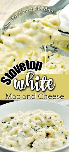 a plate of macaroni and cheese with the title overlay that reads sweeton white macaroni and cheese