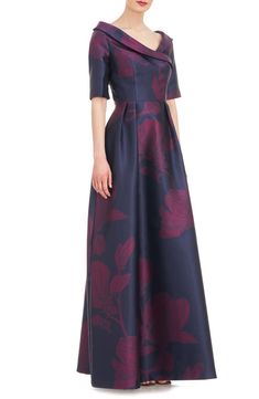 Kay Unger - nordstrom.com Jacquard Gown, Floral Print Gowns, Mog Dresses, Voluminous Skirt, Kay Unger, Mother Of The Groom Dresses, Mother Of The Bride Outfit, Floral Gown, Floral Jacquard