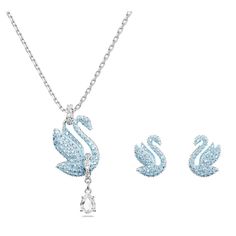 Blue Swan Necklace, Swarovski Swan, Expensive Jewelry Luxury, Jewelry Accessories Ideas, Swarovski Necklace, Expensive Jewelry, Blue Jewelry, Swarovski Earrings, Long Pendant