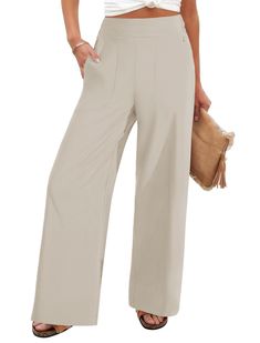 PRICES MAY VARY. 92% Polyester, 8% Spandex Imported Pull On closure Machine Wash Palazzo Pants Outfit Summer, Pants Petite Women, Womens Casual Dress Pants, Women's Slacks, Wide Leg Work Pants, Plus Size Business Attire, Dress Pants Women, Palazzo Pants Outfit, Classy Pants