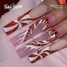 Click here to view more Fofosbeauty Press On Nails at lower price! Fofosbeauty--Press on nails 24 Pieces set 12 different sizes. Artificial nails design your own nails for weddings, parties, weekend dating, or special occasions. Acrylic nails art accessories design 24 pcs set full nail design fake nail tips with free nail glue sticker sheet and mini nail file. These tools can help you wear fake nails better, and the operation is easy and convenient for everyone. Clip-on nails have different size Red Christmas Nail Set, Xxl Christmas Nails, Red Christmas Acrylic Nails, Y2k Christmas Nails, Christmas Baddie Nails, Extra Christmas Nails, Christmas Nail Sets, Long Christmas Nails