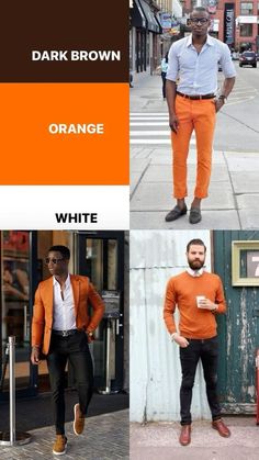 Mix Match Outfits, Orange Outfit, Casual Work Outfits, Color Combo, Colourful Outfits, Brown Orange, White Outfits, Color Combination