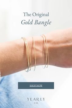 The Original gold bangle that started the tradition for Yearly Co. is perfect for celebrating an anniversary each year or building a stack to tell your story. Shop now and begin your collection! Everyday Stackable Gold Bangle Bracelet, Classic Gold Bangle For Everyday, Gold Stackable Cuff Bracelet For Everyday, Stackable 14k Gold Cuff Bracelet For Everyday, Rose Gold Stackable Bangle Bracelet, Everyday Stackable Rose Gold Bangle, Everyday 14k Gold Stackable Cuff Bracelet, Everyday Gold Timeless Cuff Bracelet, Elegant Everyday Stackable Bangle