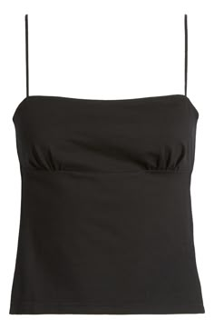 Bask in the sunshine in this soft and stretchy cotton-blend cami that lets you show off your back and adjust the fit with ease thanks to the tie closure. Square neck Adjustable straps 95% cotton, 5% spandex Machine wash, dry flat Imported Jinx Open Back Top, Cheap Black Strapless Tank Top, Casual Fitted Camisole With Tank Straps, Chic Cotton Tank Crop Top, Summer Cami Crop Top In Elastane, Fitted Tank Top With Spaghetti Tie Straps, Trendy Seamless Cotton Camisole, Summer Elastane Cami Tank Top, Basic Fitted Camisole With Adjustable Straps