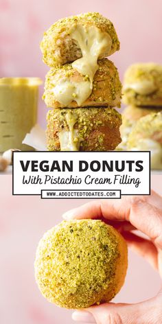 vegan donuts with pistachio cream filling are the perfect treat for breakfast