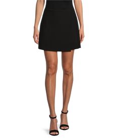 Gianni Bini Belle Stretch Suiting Coordinating Mini Faux Wrap Skirt | Dillard's Pencil Skirt-style Skort For Date Night, Asymmetrical Skirt With Side Zipper For Work, Elegant Pencil Skirt Skort For Date Night, Workwear Asymmetrical Skirt With Side Zipper, Pencil Skirt Style Skort For Date Night, Date Night Pencil Skirt Skort, Fitted Pencil Skirt Skort For Date Night, Chic Fitted Short-length Wrap Skirt, Chic Fitted Short Wrap Skirt