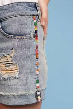 Pilcro Shorts, Jean Diy, Diy Jeans, Visible Mending, Sew Ins, Edge Stitch, Jeans Diy, 자수 디자인, Slow Stitching