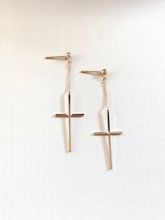 "Long Cross earrings, Cross Stud earrings, Cross gold earrings, Gold cross earrings Gold Plating over Brass Frame stud 1) Gold Finish 2) 8mm x 8mm Gold cross dangle 1) gold plated 2) 2\" Total length is 2\" High quality plated. Long lasting color. hypoallergenic. So pretty All items come wrapped individually in a ribboned gift box. ♥ ♥ ♥ ♥ ♥ ♥ ♥ ♥ ♥ ♥ ♥ ♥ ♥ ♥ ♥ ♥ Enter my boutique here: http://www.LaLaCrystal.etsy.com ♥ ♥ ♥ ♥ ♥ ♥ ♥ ♥ ♥ ♥ ♥ ♥ ♥ ♥ ♥ ♥" Gold Cross Pendant Earrings For Gift, Gold Cross Pendant Earrings As Gift, Yellow Gold Cross Earrings For Pierced Ears, Hypoallergenic Cross Earrings, Gold Nickel-free Cross Earrings, Nickel-free Gold Cross Earrings, Gold Cross-shaped Pierced Earrings, Gold Cross Hypoallergenic Earrings, Gold Hypoallergenic Cross Earrings