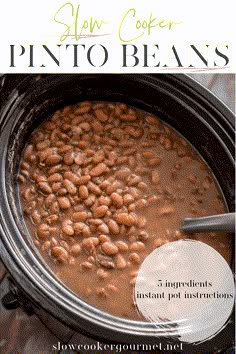 slow cooker pinto beans recipe with text overlay