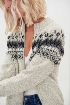 "Time-resistant, adapted for those who value functionality and classics. Sustainable norwegian wool jumper is the perfect solution for people who are always feeling cold. Light melange colour sweater comes in a regular fit, has a full front zip. Knitted cosy top features minimalist ornaments inspired by Scandinavian style. Handmade and designed in my Wool House studio, North Europe, Lithuania. +𝑨𝒅𝒅𝒊𝒕𝒊𝒐𝒏𝒂𝒍𝒍𝒚 𝑰 𝒂𝒎 𝒂𝒅𝒅𝒊𝒏𝒈 𝒍𝒊𝒏𝒆𝒏 𝒃𝒂𝒈 𝒇𝒐𝒓 𝒑𝒓𝒐𝒕𝒆𝒄𝒕𝒊𝒏𝒈 𝒕𝒉𝒊𝒔 ? Nordic Style Knitted Long Sleeve Outerwear, Nordic Style Outerwear For Fall, Scandinavian Style Knitted Outerwear For Fall, Scandinavian Style Knitted Long Sleeve Outerwear, Cozy Winter Outerwear With Fair Isle Pattern, Cozy Fair Isle Pattern Outerwear For Winter, Cozy Fair Isle Winter Outerwear, Long Sleeve Sweater With Fair Isle Pattern For Outdoor, Nordic Wool Knitted Outerwear