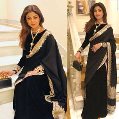 Wedding Function Dress, High Neck Blouses, Kurta Fashion, Black Sarees, Function Dress, Saree Styling, Function Dresses, Cute Asian Fashion