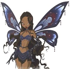 February Art, Klub Winx, Black Fairy, Dark Fairy, Black Anime Characters, Arte Inspo, Black Cartoon, Black Art Pictures, Black Love Art