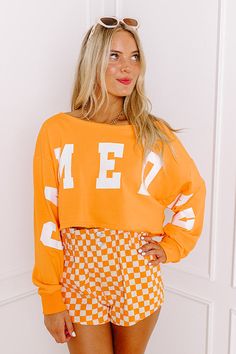 - Gear up for game day with this trendy crop sweatshirt! It's the perfect piece for cheering on your team or adding a sporty chic vibe to your casual wardrobe. Get the Game Day essentials for the team the Texas Longhorns - Unlined lightweight sweatshirt material with unfinished frayed seam accents - 'GAME DAY' lettering across the sleeves and front - A boat cut neckline - Long sleeves with ribbed cuffs - An ultra relaxed silhouette that ends in a cropped hemline - This piece is perfect for fans Kids Athleisure, Concert Fashion, Fashion Shoes Sneakers, Oklahoma State, Trendy Graphic Tees, Swimwear Dress, Sparkly Dress, Texas Longhorns, Black Dresses Casual