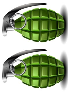 two pairs of scissor handles are shown in this graphic art work, one is green and the other is black