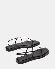 LYNLEY Black Strappy Square Toe Sandal | Women's Sandals – Steve Madden Sandals Steve Madden, Steve Madden Store, Square Toe Sandals, Apparel Merchandising, Leather Socks, 5 Inch Heels, French Fashion, Fun Bags, Women's Sandals