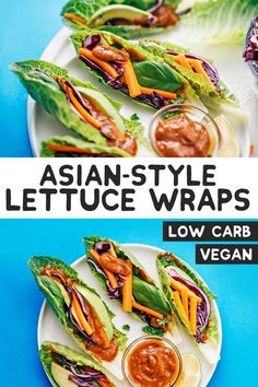 This Fresh Veggie Lettuce Wraps recipe is full of veggies and drizzled with an Asian-style almond butter sauce. It's an easy low carb meal idea that's surprisingly addictive! #lowcarb #keto #easyrecipe #vegan #vegetarian #rawdiet #paleo #healthyrecipe // Live Eat Learn Veggie Lettuce Wraps, Vegan Lettuce Wraps, Wraps Recipes Healthy, Quick Vegetarian Meals, Lettuce Wrap Recipes, Vegetarian Sandwich, Low Carb Vegan