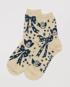 Crew Sock : Cherub Bows - Baggu Knitted Bag, Deep Winter, Crew Sock, Cute Socks, Art Clothes, Tote Backpack, Crew Socks, Kids Accessories, Apparel Accessories