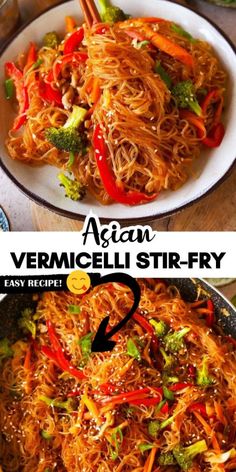 Make a super satisfying Korean-inspired vermicelli stir-fry in under 30 minutes! The stir-fry noodles are packed with flavor, filling, satisfying, easily customizable, and simple to pull together on busy evenings! #VermicelliStirFry #AsianCuisine #HealthyEating #PlantBasedRecipes #EasyCooking #VeganFriendly #FlavorfulMeals #HomemadeGoodness #QuickDishes Vietnamese Vermicelli, Meals With Vermicelli Noodles, Noodles Vermicelli, Vercimilli Noodles Recipes, Vermicelli Recipes Easy, Vermicelli Stir Fry