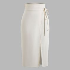 Composition:100%Polyester White Relaxed Pencil Skirt, Elegant Style, Chic White Pencil Skirt For Formal Occasions, Elegant White Relaxed Pencil Skirt, White Elegant Lined Pencil Skirt, Elegant White Midi Pencil Skirt, Elegant White Lined Pencil Skirt, White Spring Office Pencil Skirt, White Pencil Skirt For Spring Office Wear, White Spring Pencil Skirt For Office