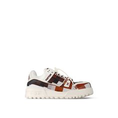 LOUIS VUITTON® - Lv Trainer Maxi Sneaker - Brown Lv Trainers, Louis Vuitton Gifts, Shoes Aesthetic, Leather Denim, Brown Sneakers, Buckle Shoes, Louis Vuitton Official, Silver Jewelry Fashion, Pharrell Williams