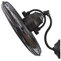 a black fan with a light attached to it