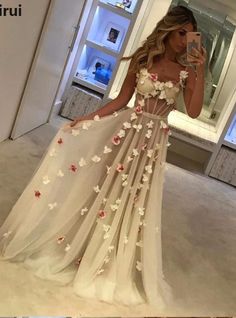 Sexy Bodycon Floral Sequined Long Dress · KoKo Fashion · Online Store Powered by Storenvy Sheer Bridal Gown, Boho Prom Dresses, Bohemian Beach Wedding Dress, Boho Prom Dress, Boho Prom, Flowers Applique, Flower Prom Dress, Popular Prom Dresses, A Line Bridal Gowns