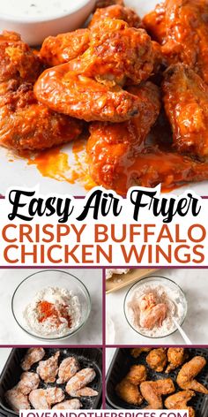 easy air fryer crispy buffalo chicken wings are the perfect appetizer to serve at any party