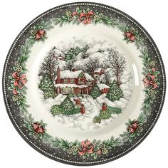 a plate with a christmas scene on it