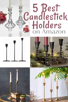 candlestick holders on amazon with text overlay that reads 5 best candlestick holders on amazon