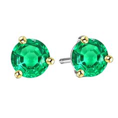 METAL SPECIFICATIONS Two Tone Gold 14K STONE SPECIFICATIONS Stone Name : Green Emerald Stone Cut : Round Cut Stone Details : There is one single round cut green emerald stone in the center approx. 4 carats (Approx. Dia. 9 mm) in each earring. Crafted with natural earth mined stones. Color : Green Quality : AAA Total : Approx. 8 Carats EARRING SPECIFICATIONS Overall Diameter: Approx. 3/8 Inches (9 mm) Appraised Value : $28,323.00 Comes with Certificate Classic Green Round Earrings, Green Round Earrings With Prong Setting, Green Brilliant Cut Earrings For May Birthstone, Classic Green Round Cut Earrings, Green Brilliant Round Cut Earrings, Green Multi-stone Round Cut Jewelry, Green Emerald Round Cut Earrings, Green Emerald Earrings, Fine Jewelry Emerald Earrings, Round Shape