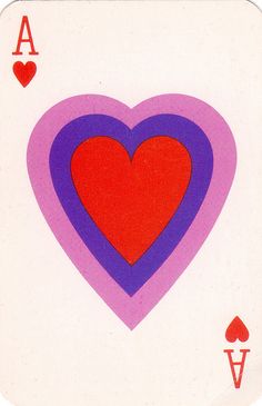 a playing card with two hearts in the middle and one at the top, on a white background