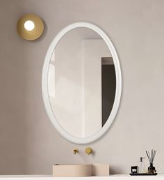 PRICES MAY VARY. 【Clear Reflection & NO Distortion】: Hans&Alice oval bathroom vanity mirror is designed with HD float glass to deliver a clear reflection with no distortion. clear lines, simple modern design. 【Sturdy Mirror with Premium Materials】: Hans&Alice white OVAL mirror with SOLID WOOD frame which is anti-rust, and also the WOOD-framed mirror is with explosion-proof membrane built-in which ensure the mirror being safely and securely for using. explosion-proof, burst-proof 【Secure & Easy H White Bathroom Mirrors, Bathroom Oval Mirror, Mirror With White Frame, Framed Mirror Bathroom, Wood Vanity Mirror, White Framed Mirror, Vertical Mirror, Oval Shaped Mirror, Oval Mirrors