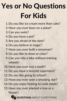 yes or no questions for kids Yes Or No Questions For Kids, Funny Yes Or No Questions, Yes And No Questions, Capturing Kids Hearts, Yes No Questions