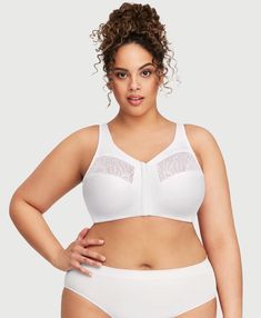 MagicLift Natural Shape Front-Closure Bra White | Glamorise Plus Size Bras Wide Strap Bra, Measure Bra Size, Playtex Bras, Bra Size Calculator, Front Closure Bra, Support Bra, White Bras, New Bra, Perfect Bra