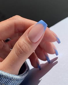 Casual Nails, Simple Acrylic Nails, Blue Nail, Acrylic Nails Coffin Short, Short Acrylic Nails Designs, Minimalist Nails, Fire Nails, Pretty Acrylic Nails