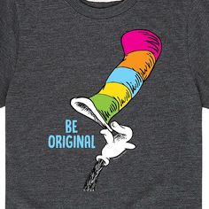 Dr. Seuss - Be Original - Toddler And Youth Short Sleeve Graphic T-Shirt - Celebrate the essence of Dr. Seuss's Dr. Seuss with officially licensed apparel featuring unique designs crafted exclusively by Hybrid Apparel. Each piece brings beloved characters, iconic imagery, and memorable moments to life, offering Dr. Seuss fans a one-of-a-kind way to showcase their passion. Dr Seuss Day Shirts Kids, Cat In The Hat Teacher Shirts, Cat In The Hat, Be Original, Kids Clothes Boys, Break Dance, Top Graphic Tees, Boys Long Sleeve, Fabric Names