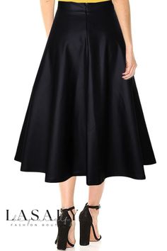 Lasaky - Black High-Waisted Leather Midi Skirt Pu Leather Skirt, Leather Midi Skirt, Cozy Loungewear, Half Skirt, Elegant Skirt, Types Of Skirts, Black Skirt, Black Pattern, Skirt Length