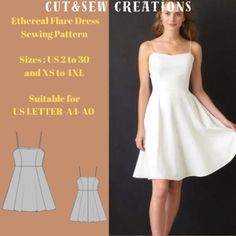 a woman in a white dress with cut and sew creations