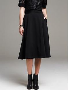 Black Midi Skirt Chic Full Skirt Bottoms For Work, Formal Midi-length Bottoms With Pockets, Formal Midi Bottoms With Pockets, Formal Midi Length Bottoms With Pockets, Elegant Workwear Skirt With Side Pockets, Formal Flared Skirt With Pockets, Elegant Flared Skirt With Pockets, Elegant Skirt With Side Pockets, Chic Office Skirt With Side Pockets