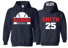 two baseball hoodies with the name and number on them