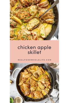 chicken apple skillet with text overlay