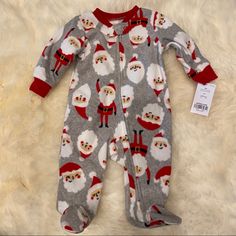 Brand New Carter's Christmas Fleece Sleep And Play Footie. Grey With Santa Print. Zip Up Closure. Size 3 Month. Red Onesie For Winter Holiday, Red Winter Onesie For Playtime, Red Holiday Onesie For Winter, Red Onesie For Playtime In Winter, Cute Christmas Holiday Onesie, Christmas Long Sleeve Onesie For Playtime, Christmas Long Sleeve Playtime Onesie, Christmas Long-sleeve Playtime Onesie, Christmas Playtime Long Sleeve Onesie