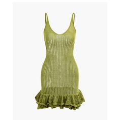 Summer Beach Vacation V Neck Women's Ruffle Dress Size:Small Fitted Mini Dress With Ruffle Hem For Beach, Sleeveless Ruffled Mini Dress For Beachwear, Green Ruffled Mini Dress For Summer, Mini Sundress With Ruffles For Beach Season, Sleeveless Beach Dress With Ruffles, Sleeveless Ruffled Sundress For Beach Party, Fitted Ruffle Sundress For Beach Season, Fitted Sundress With Ruffles For Beach Season, Fitted Ruffled Sundress For Beach Season