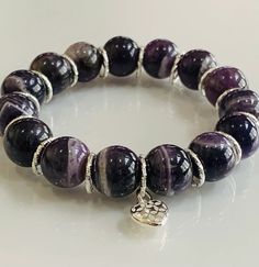 Amethyst Bracelet February Birthstone Natural Amethyst | Etsy Silver Agate Crystal Bracelet As Gift, Silver Gemstone Stretch Bracelet Gift, Silver Agate Crystal Bracelet For Gift, Silver Charm Bracelet With Natural Stones For Healing, Spiritual Amethyst Beaded Bracelets With Stones, Silver Amethyst Beaded Bracelets With Natural Stones, Spiritual Purple Beaded Bracelets With Stones, Silver Agate Stretch Bracelet Gift, Adjustable Amethyst Gemstone For Gift